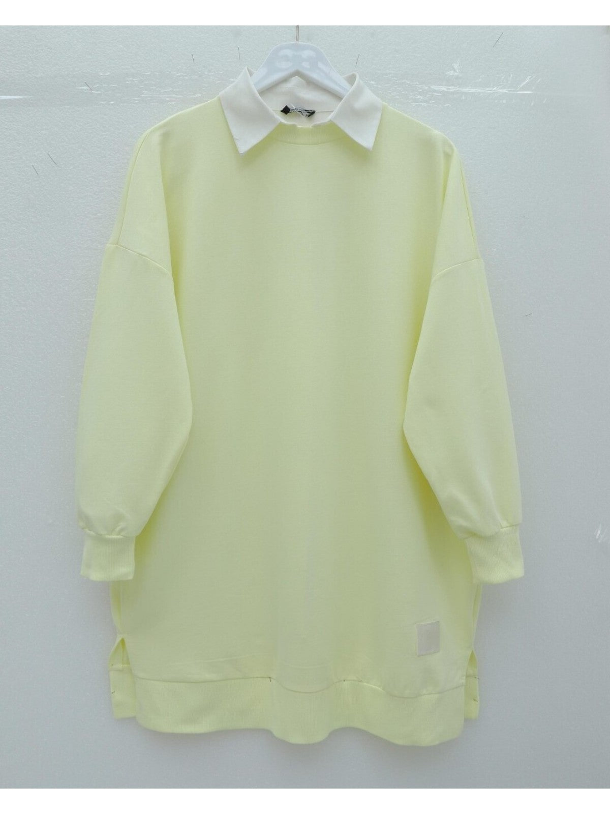 Pastel Yellow Collared Modest Sweatshirt Tunic