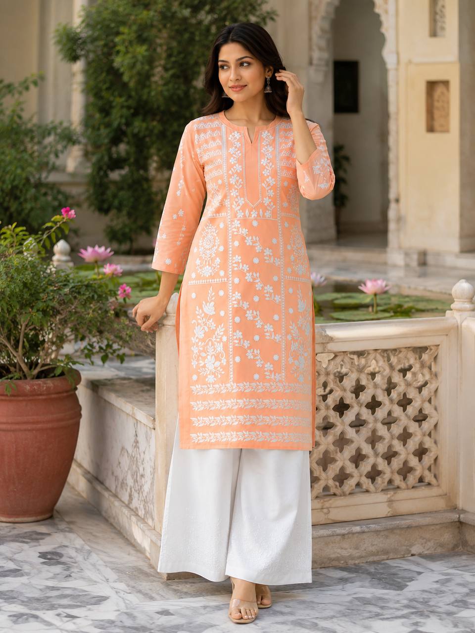 peach whisper signature modest co ord set