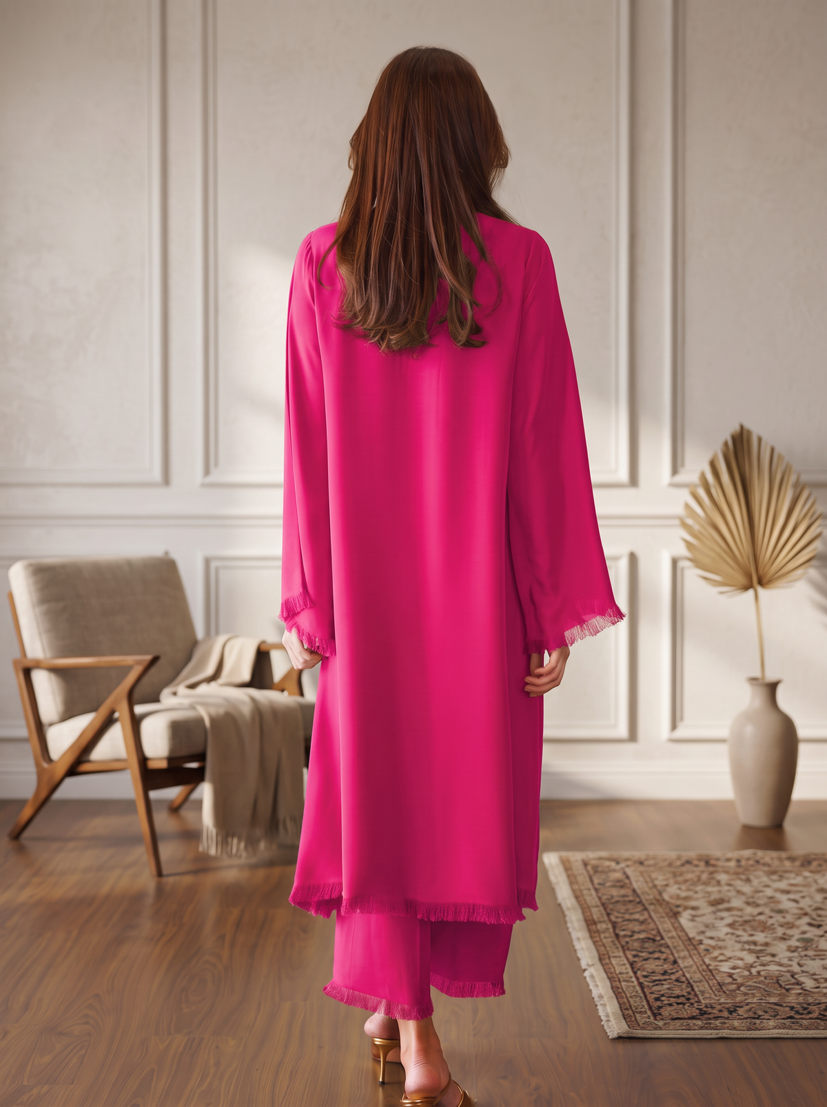 longline crepe modest coord set