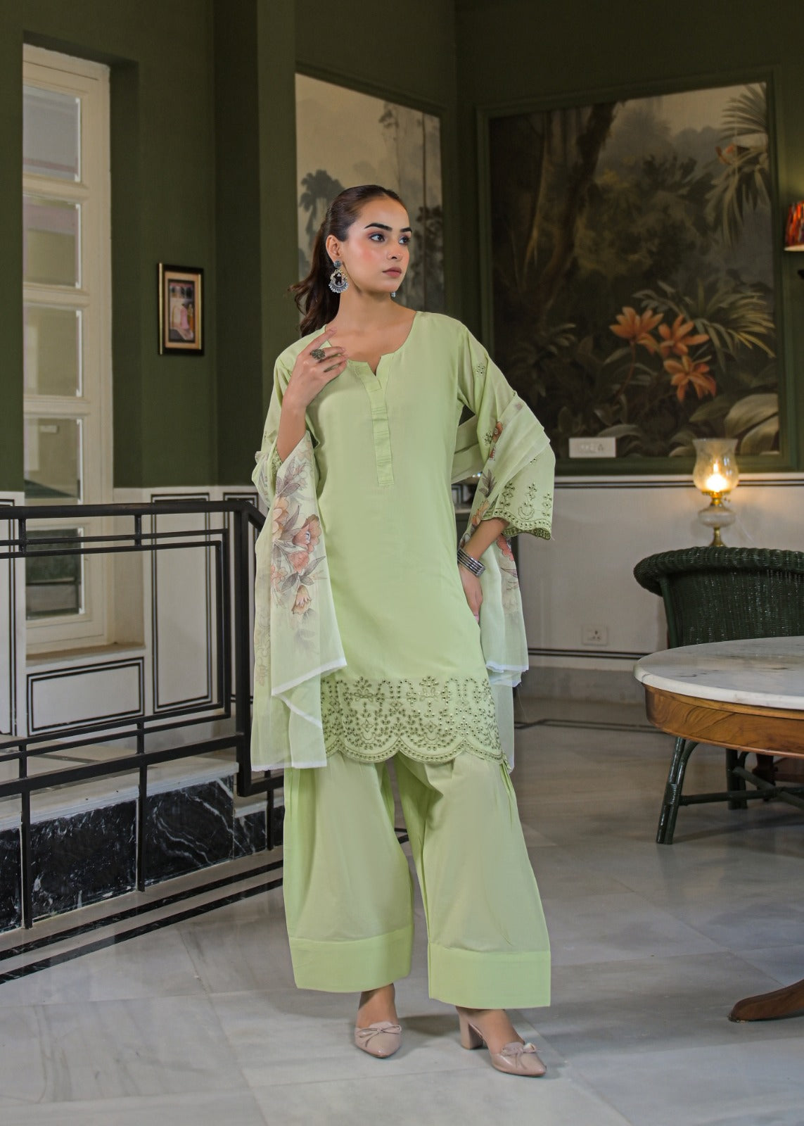elegant pistachio modest outfit women