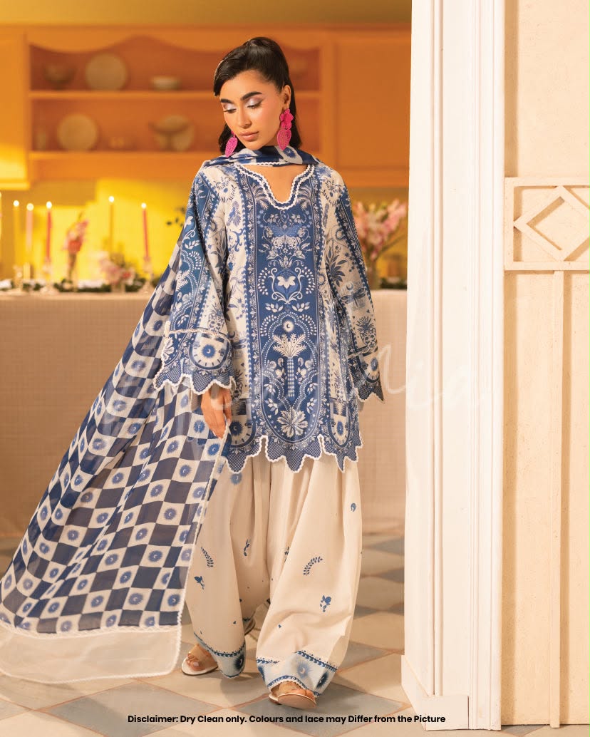 blue and ivory Farshi coord set