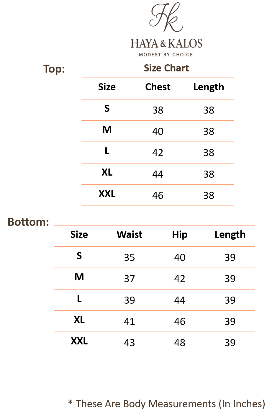 Size chart