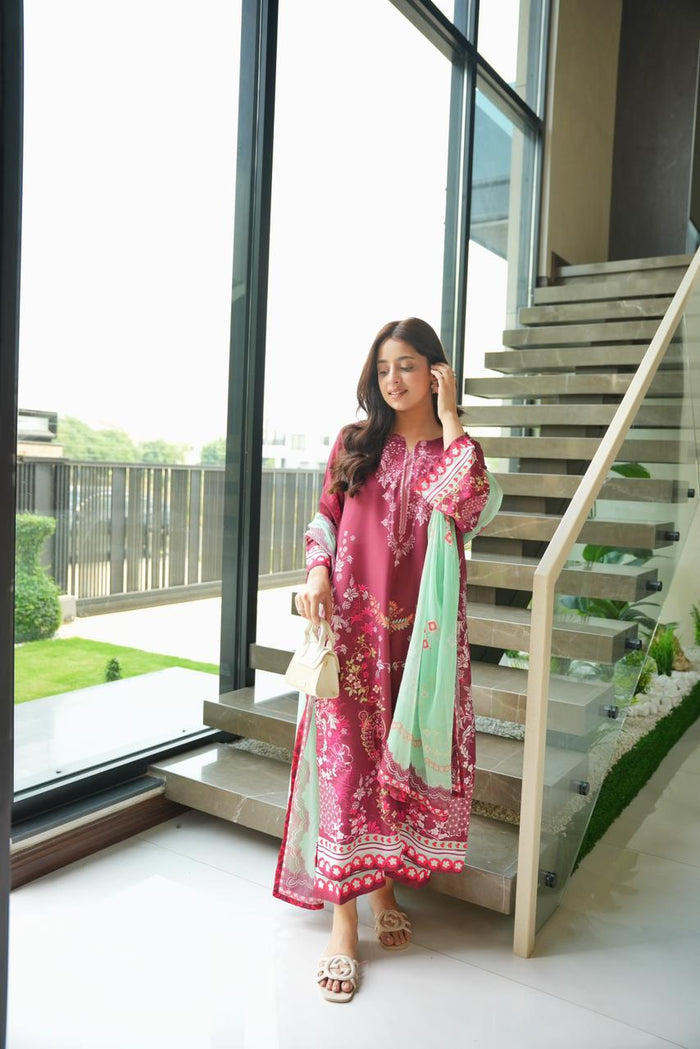 elegant floral modest co ord set