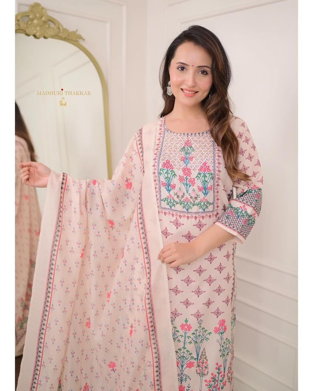printed muslin modest co ord set women