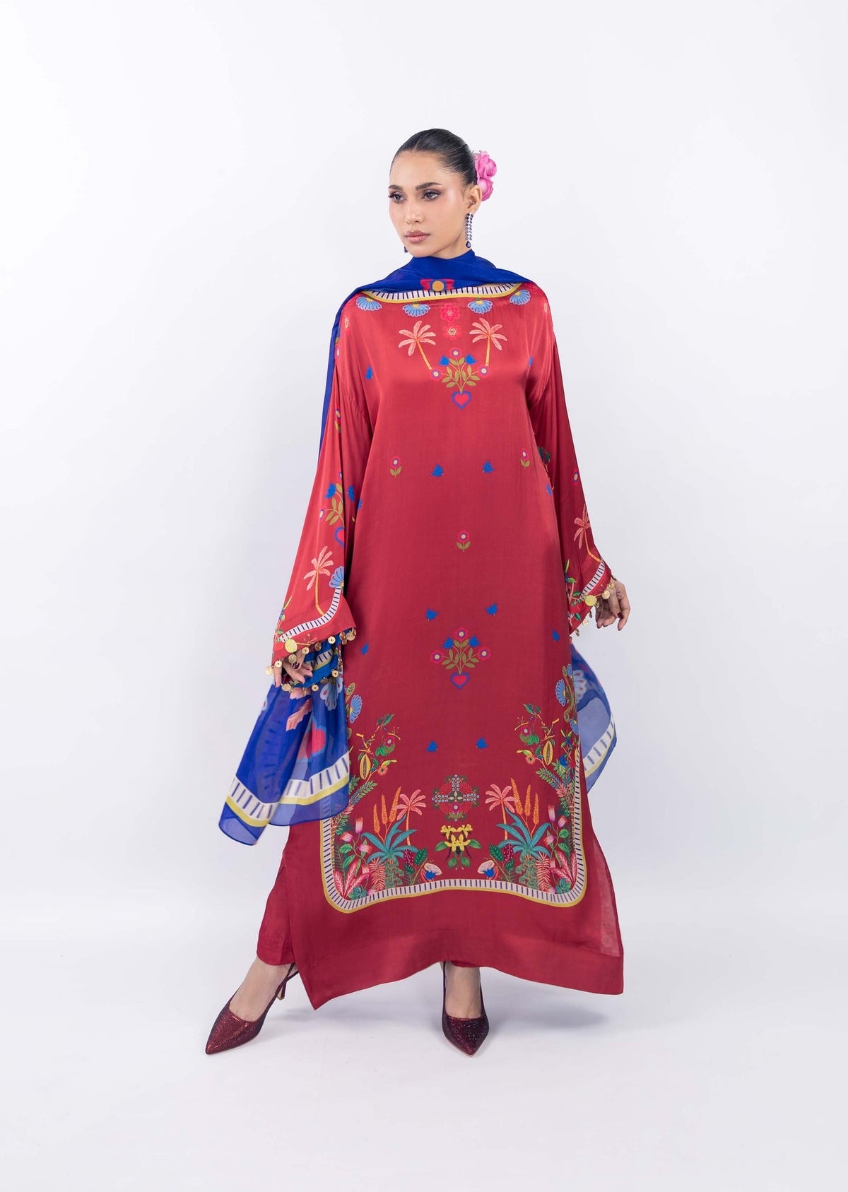 Rouge Fable Atelier Modest Co-Ord Set with Scarf | Mint Silk