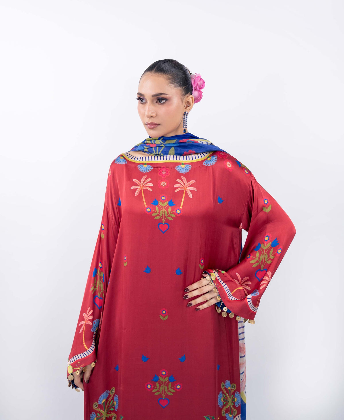 Rouge Fable Atelier Modest Co-Ord Set with Scarf | Mint Silk