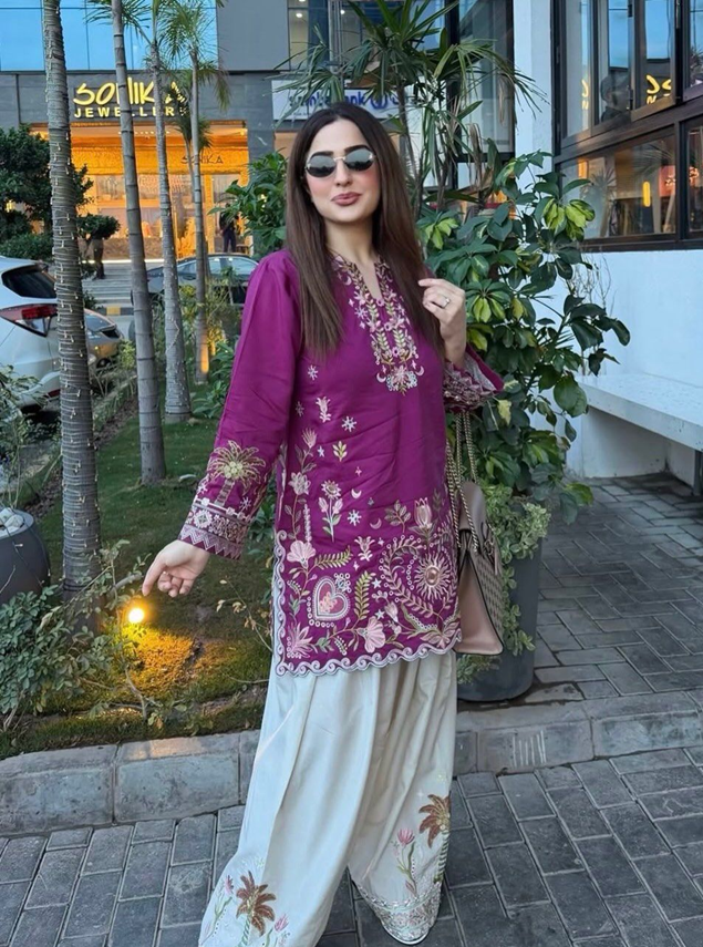 royal plum signature farshi modest co ord set