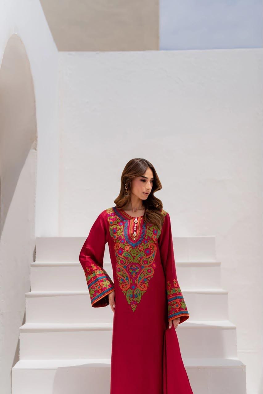 Ruby Arabesque modest co-ord set with coordinating Slub Cotton pants.