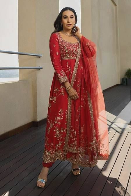 red bridal anarkali suit