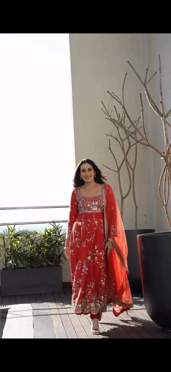 zari embroidered anarkali dress
