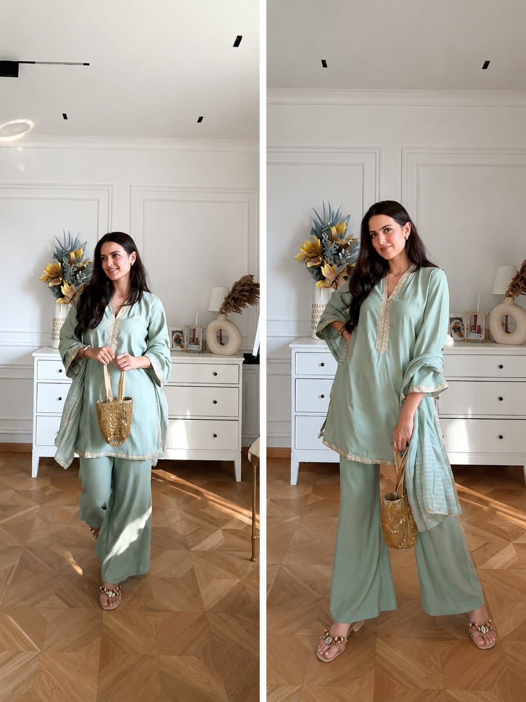 luxury banana silk coord set