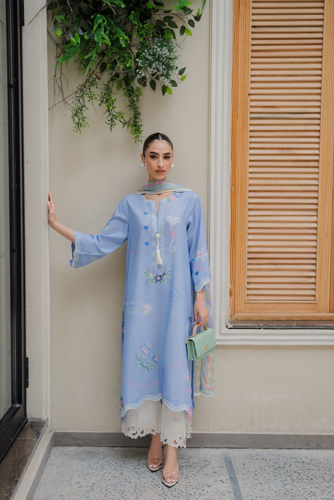 Sage Mist Atelier Modest Co-Ord Set With Scarf