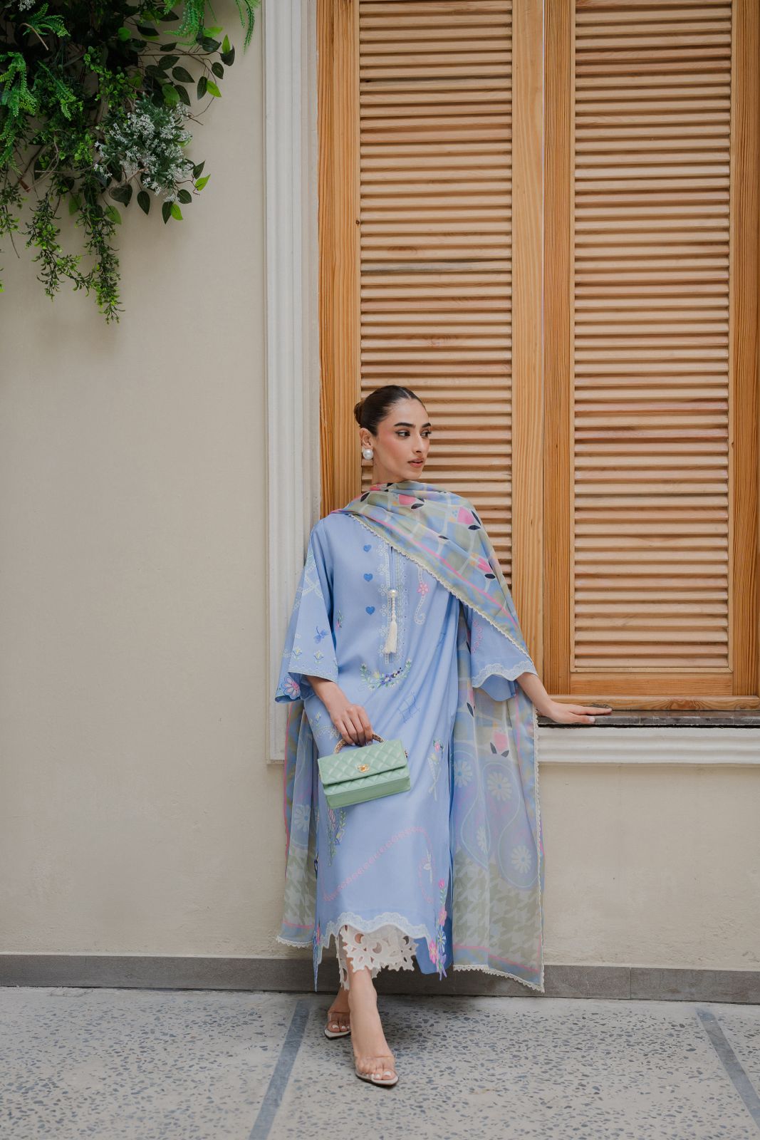Sage Mist Atelier Modest Co-Ord Set With Scarf