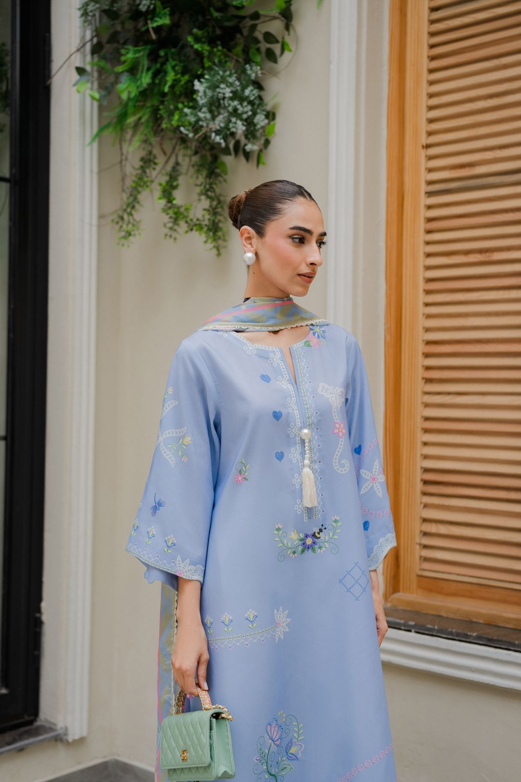 Sage Mist Atelier Modest Co-Ord Set With Scarf