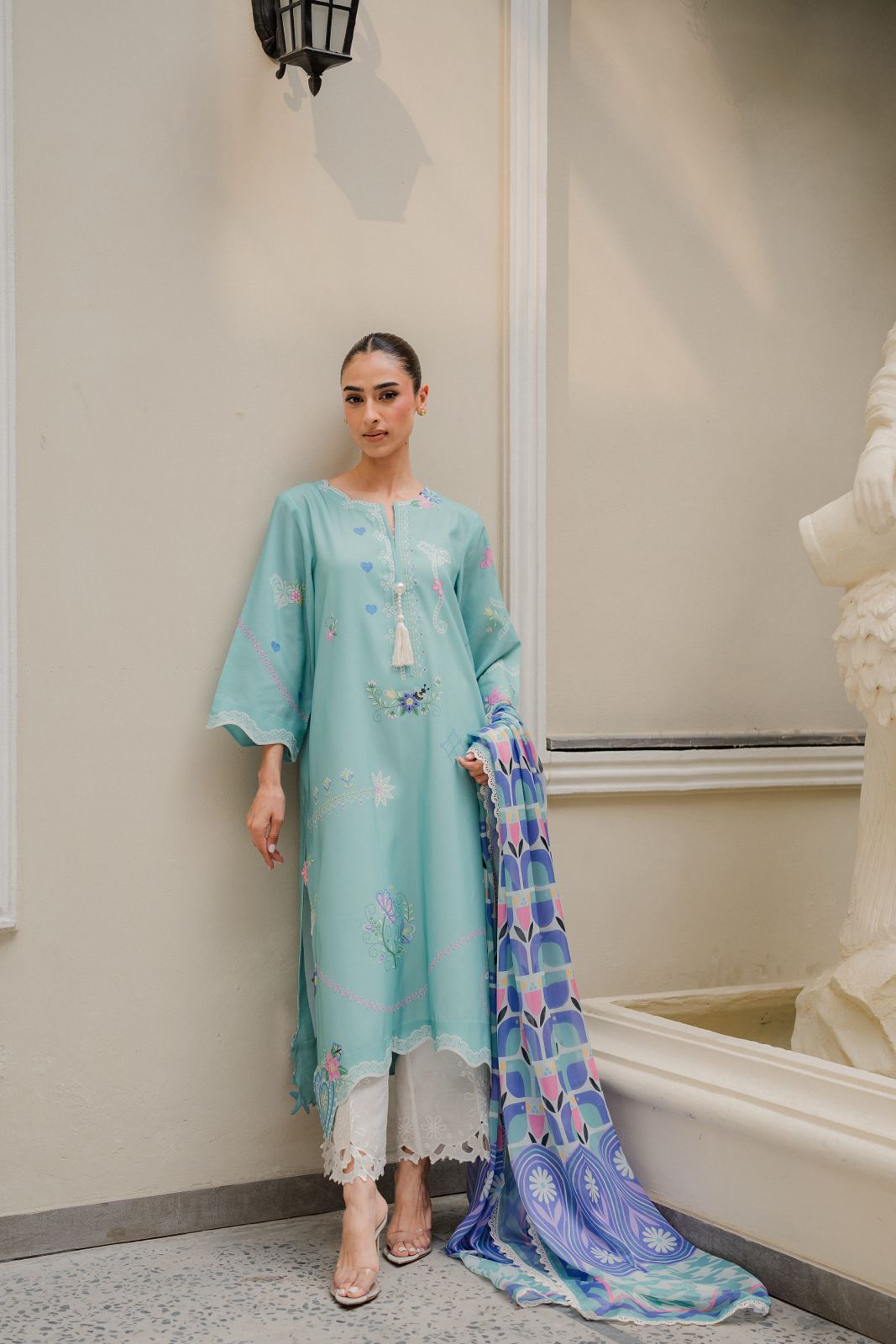 Sage Mist Atelier Modest Co-Ord Set With Scarf