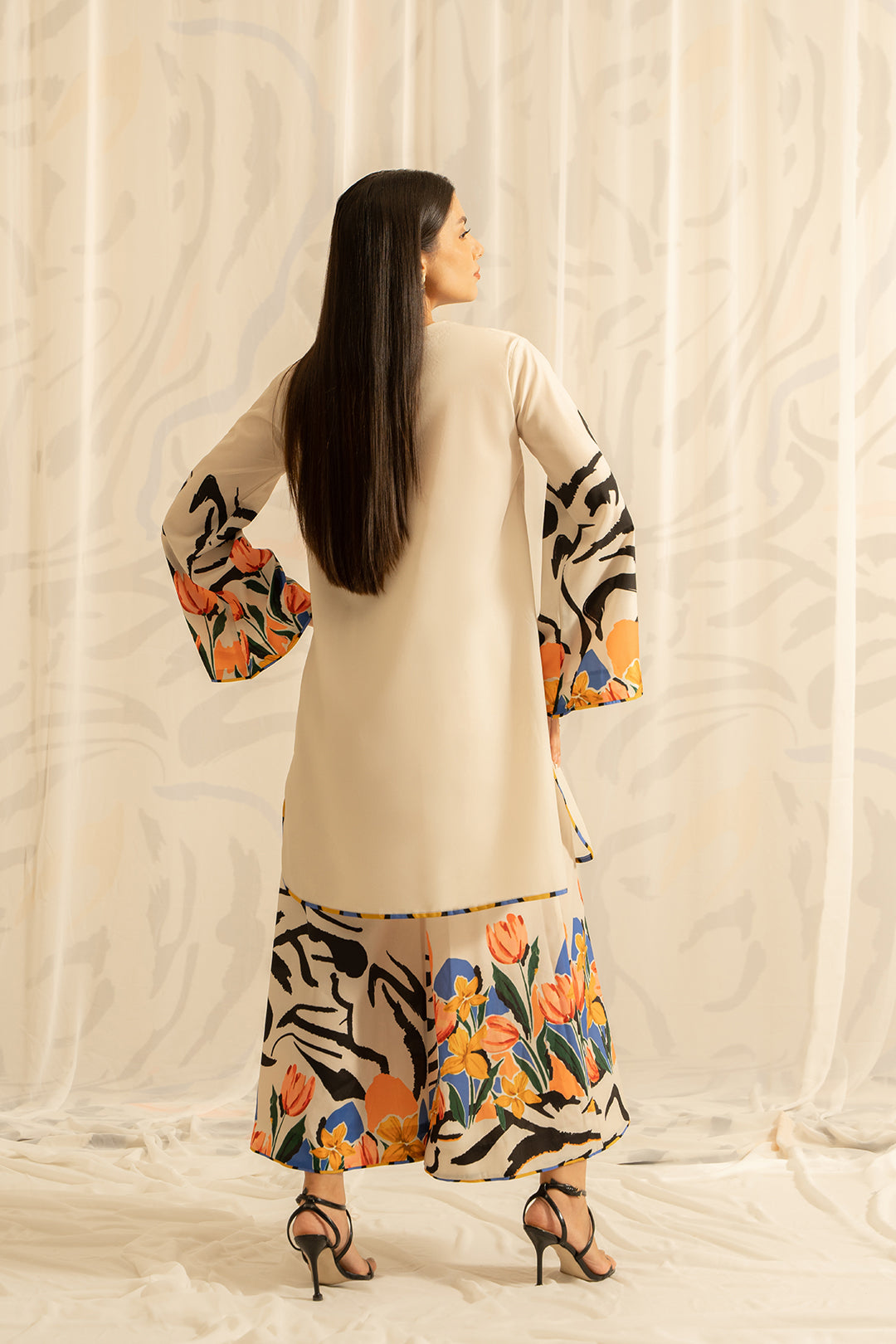 elegant beige modest co ord set haya kalos