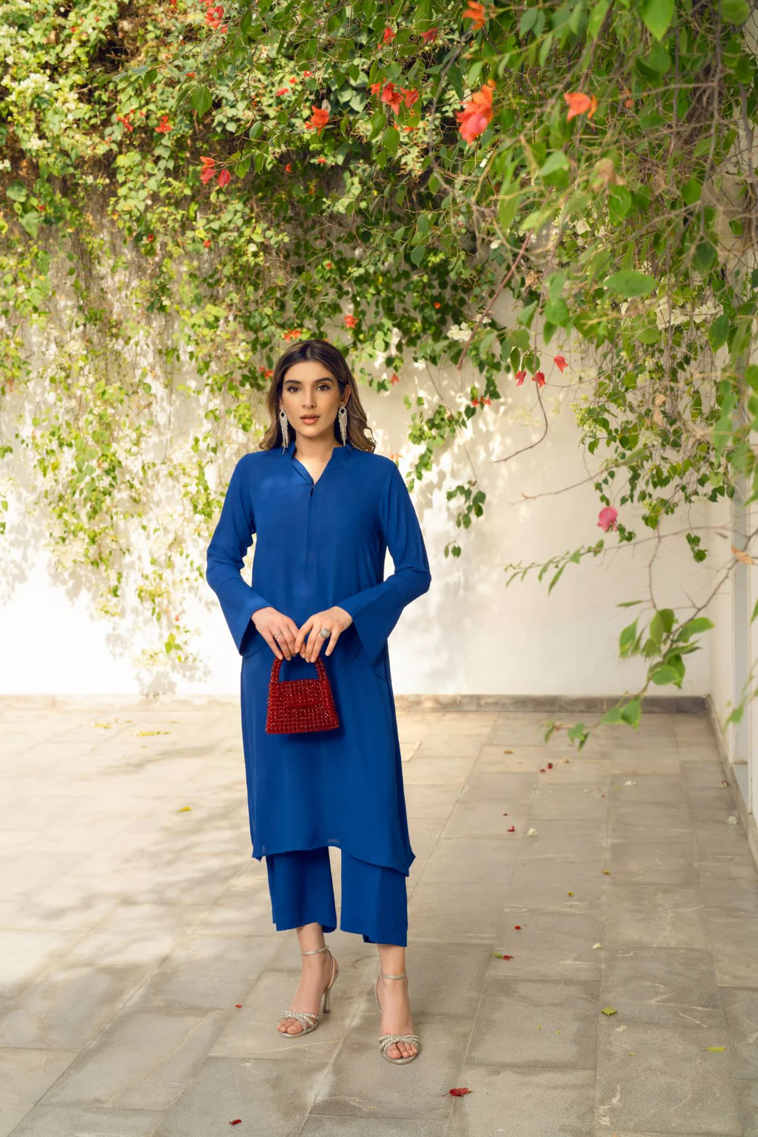 structured sapphire kurta trouser set