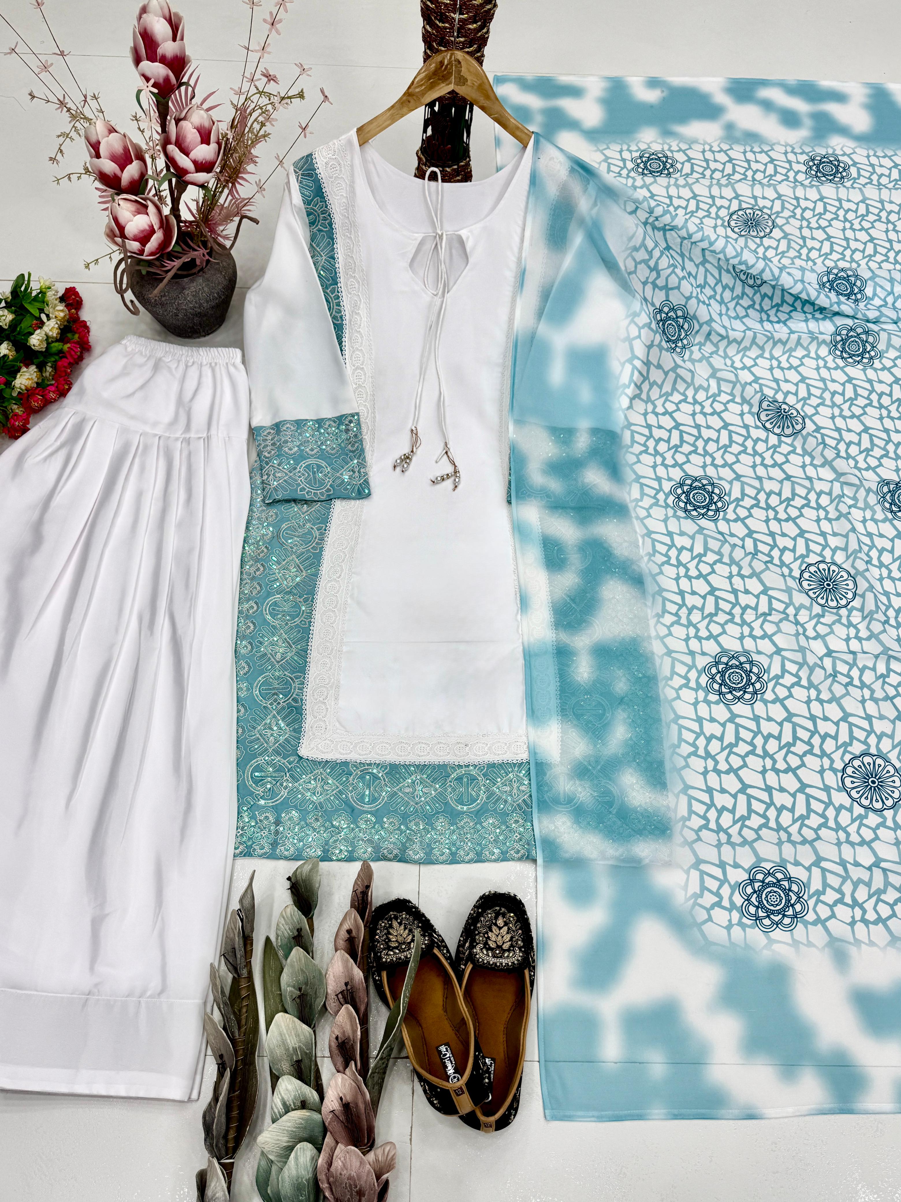 powder blue embroidered modest outfit