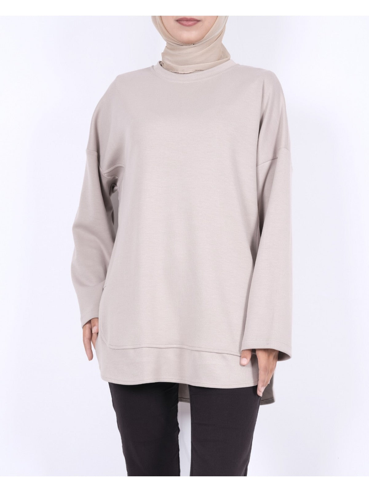 Soft Beige EasePocket Modest Longline Tunic