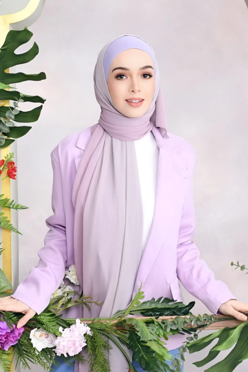 elegant lilac headscarf lightweight drape