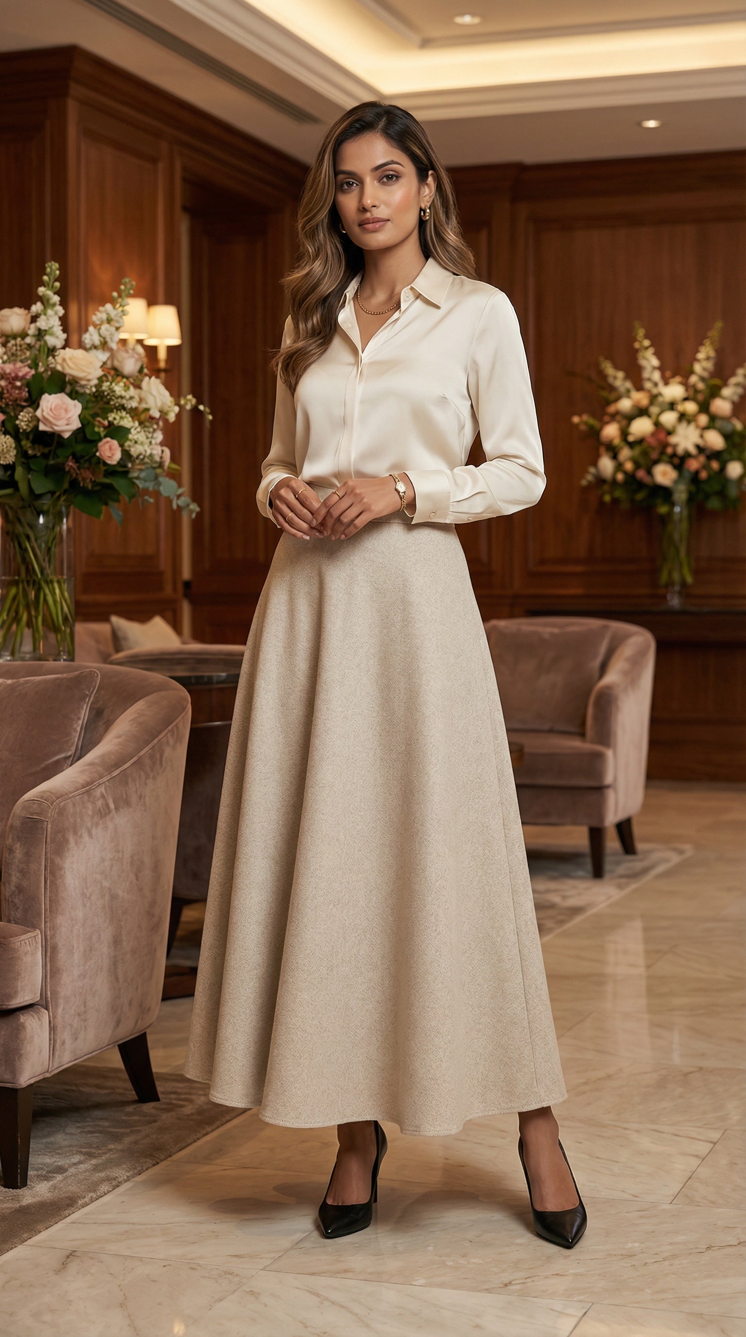 Modest Cashmere Skirt Beige 