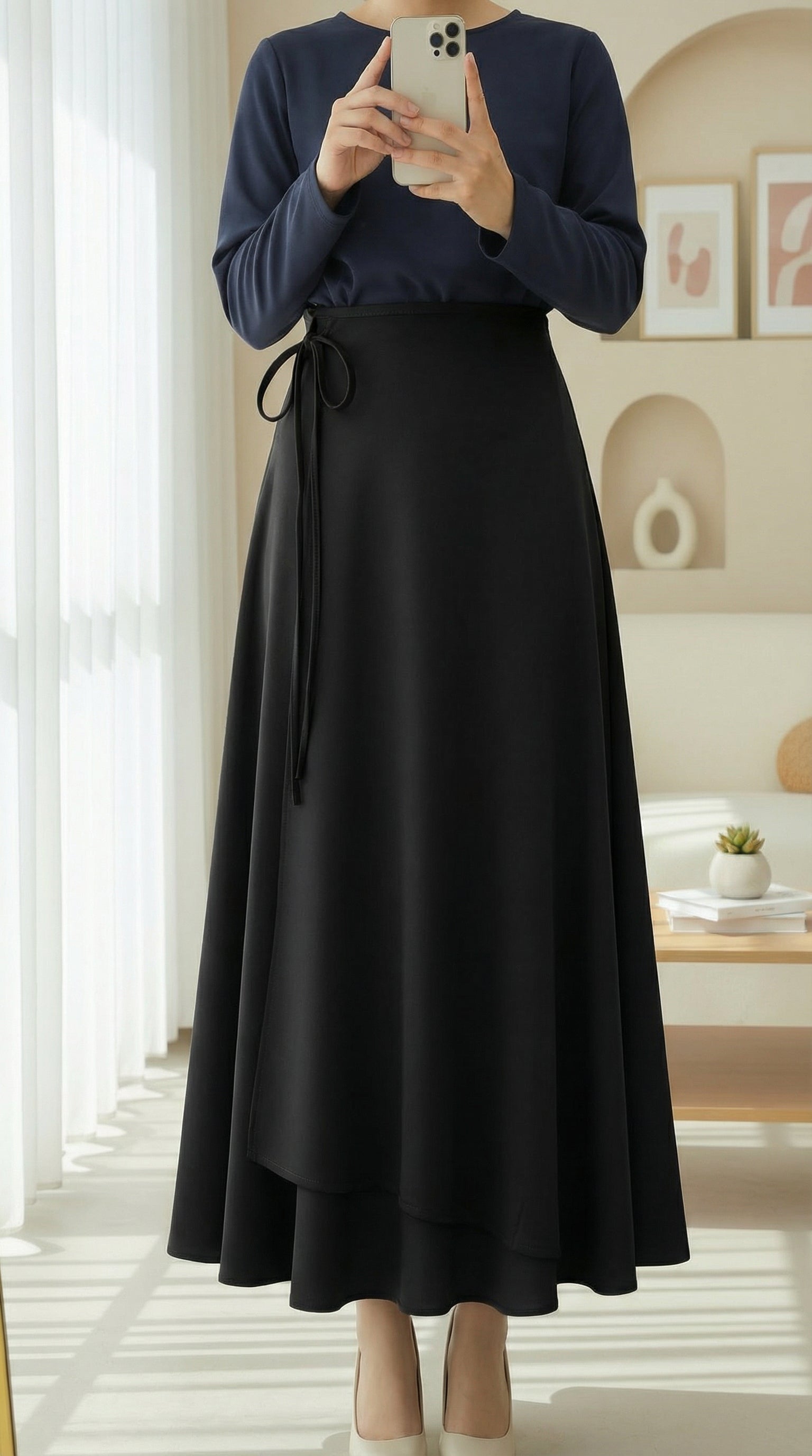 elegant black wrap skirt modest fashion
