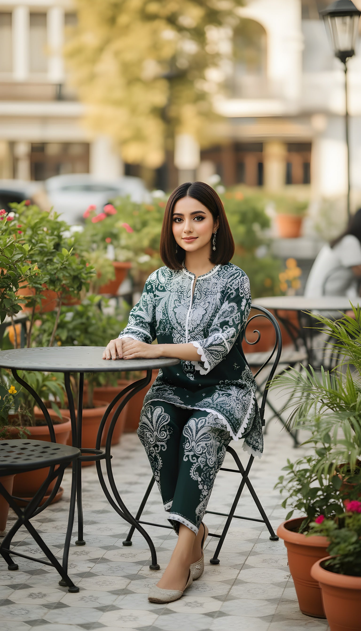 emerald green paisley kurta and pants set