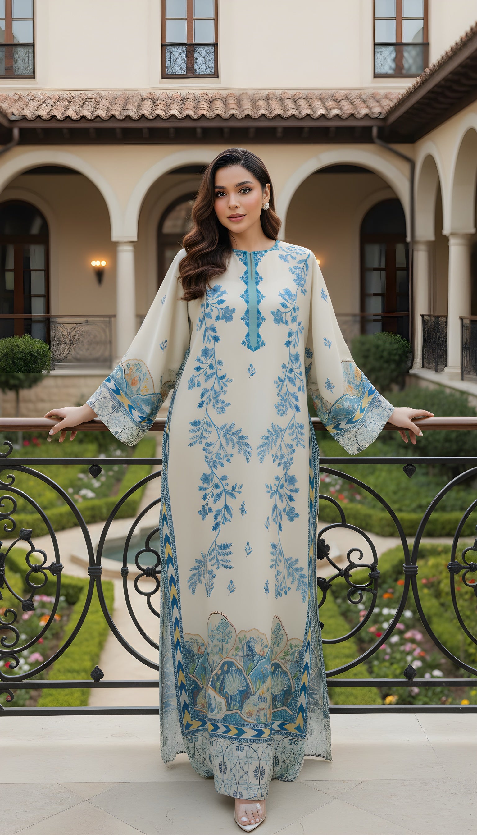 azure meadow luxe modest kaftan set