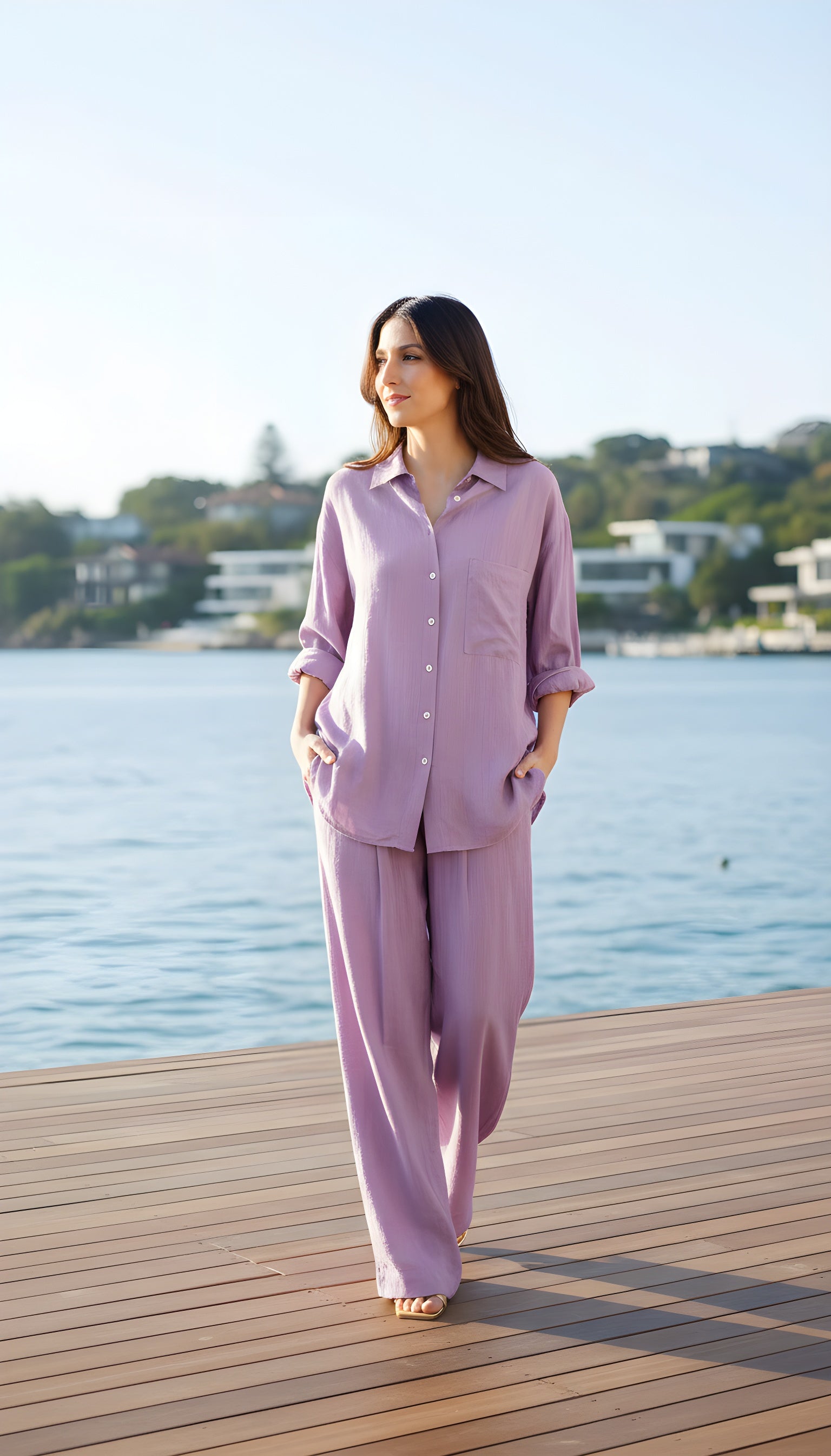 textured crush fabric salmon co ord set