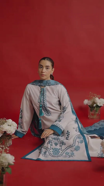 modest kurta set with tassel neckline and dupatta