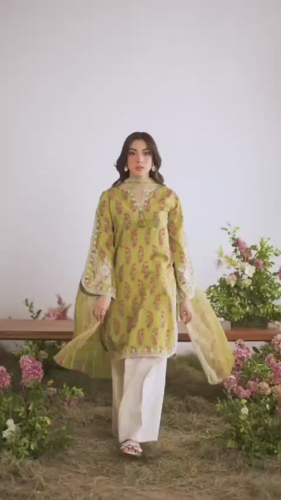 olive green French crepe outfit