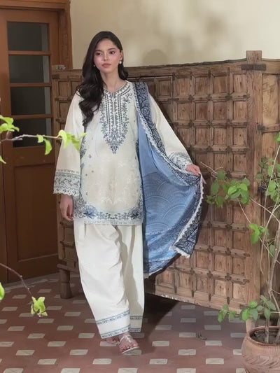 ivory azure blue farshi co ord set
