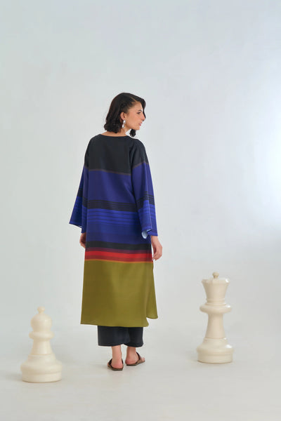 gradient stripe modest tunic and pants set