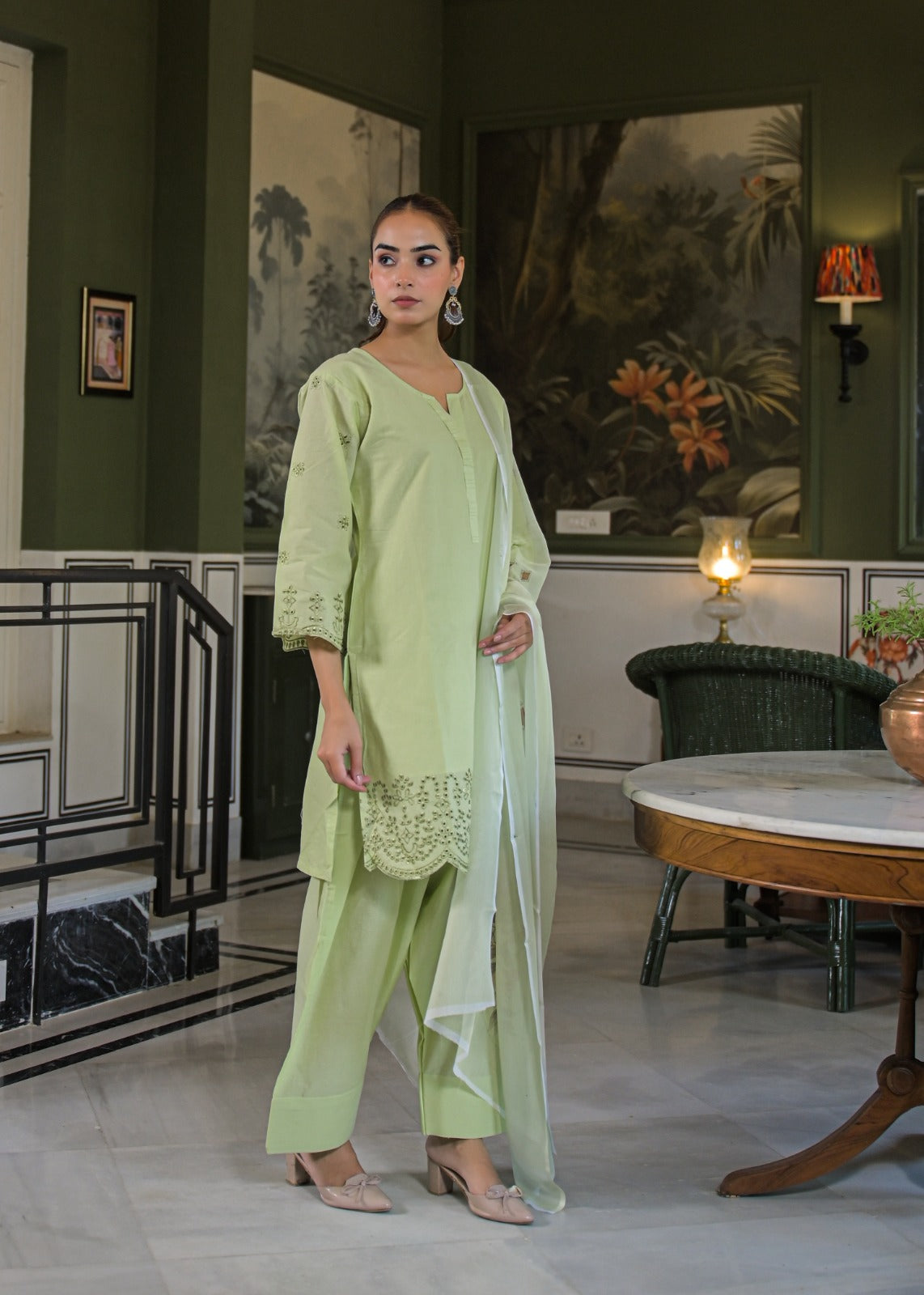 pistachio grace signature farshi modest co ord set