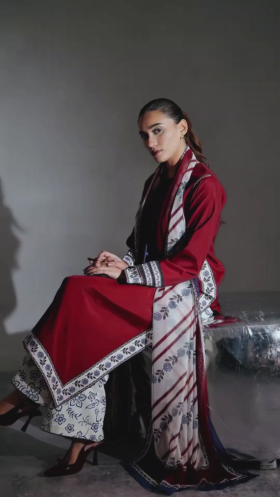 straight cut modest kurta with tassel neckline