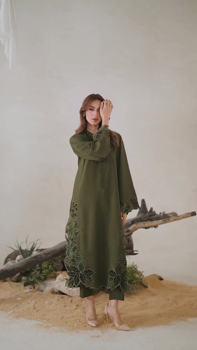 viscose kurta set with potli buttons modest wear