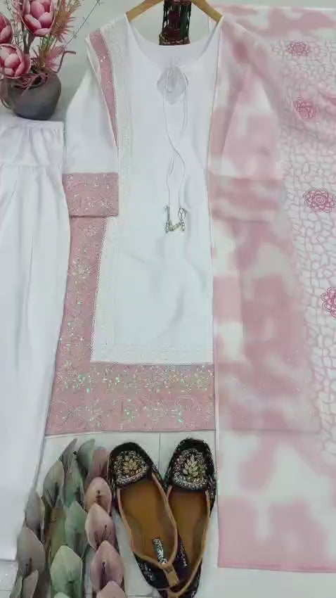 coding sequence embroidered silk outfit