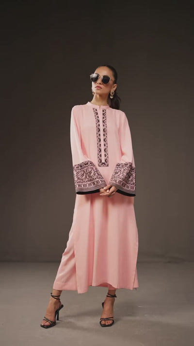 embroidered modest co ord set women